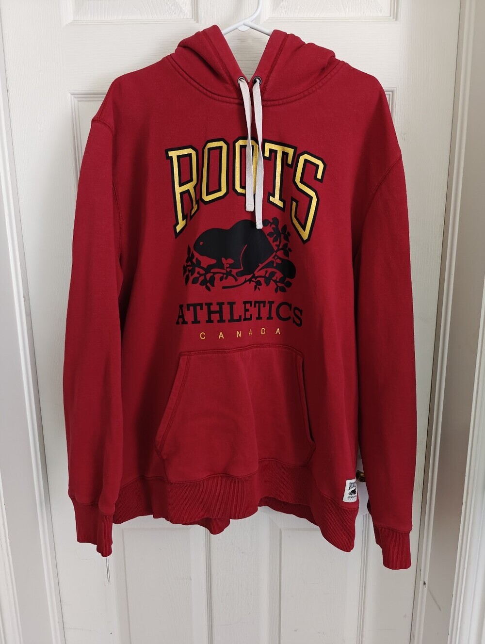 ROOTS Men's Pullover Hoodie Gold And Red